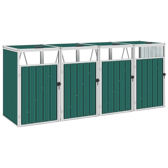 vidaXL Mülltonnenbox für 4 Mülltonnen Grün 286×81×121 cm Stahl