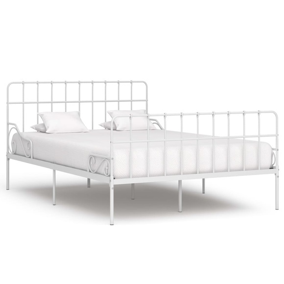 vidaXL Bettgestell mit Lattenrost Weiß Metall 120×200 cm