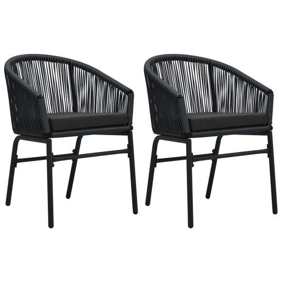 vidaXL Gartenstühle 2 Stk. Schwarz PVC Rattan