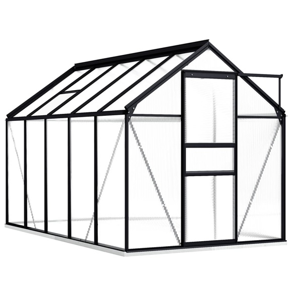 vidaXL Gewächshaus mit Fundamentrahmen Anthrazit Aluminium 5,89 m³