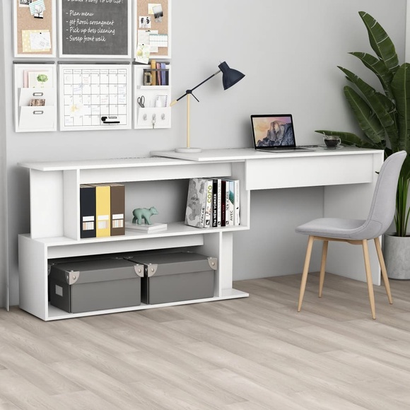 vidaXL Eckschreibtisch Weiß 200x50x76 cm Spanplatte