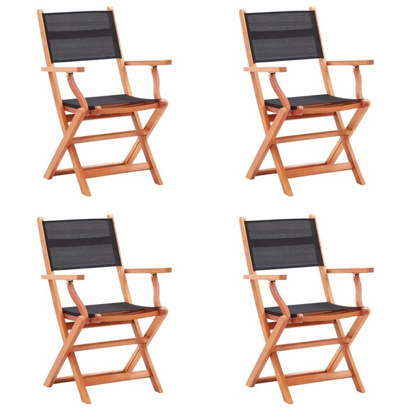 vidaXL Klappbare Gartenstühle 4 Stk. Schwarz Eukalyptus Massivholz
