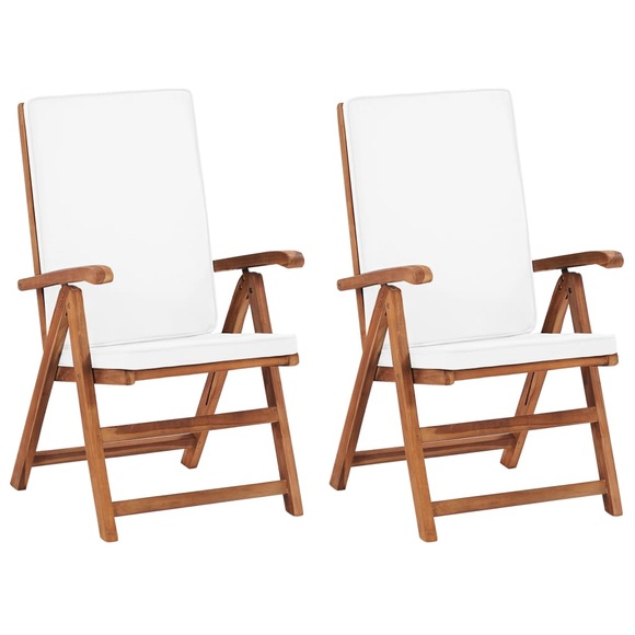 vidaXL Garten-Liegestühle 2 Stk. mit Auflagen Massivholz Teak