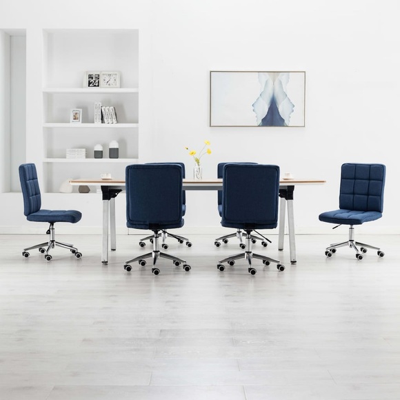 vidaXL Esszimmerstühle 6 Stk. Blau Stoff