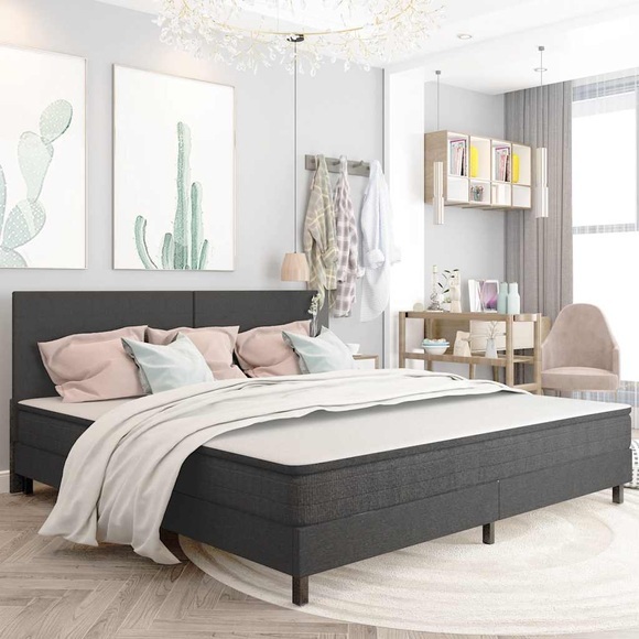 vidaXL Boxspring-Bettgestell Grau Stoff 200x200 cm