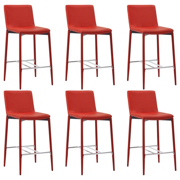 vidaXL Barhocker 6 Stk. Rot Kunstleder