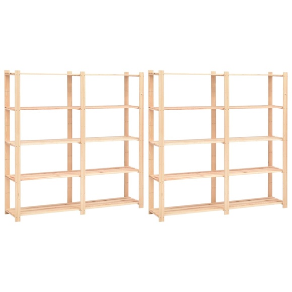 vidaXL Lagerregale 5 Böden 2 Stk. 170x38x170cm Massivholz Kiefer 500kg