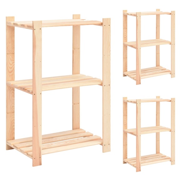 vidaXL Lagerregale 3 Böden 3 Stk. 60x38x90cm Massivholz Kiefer 150kg