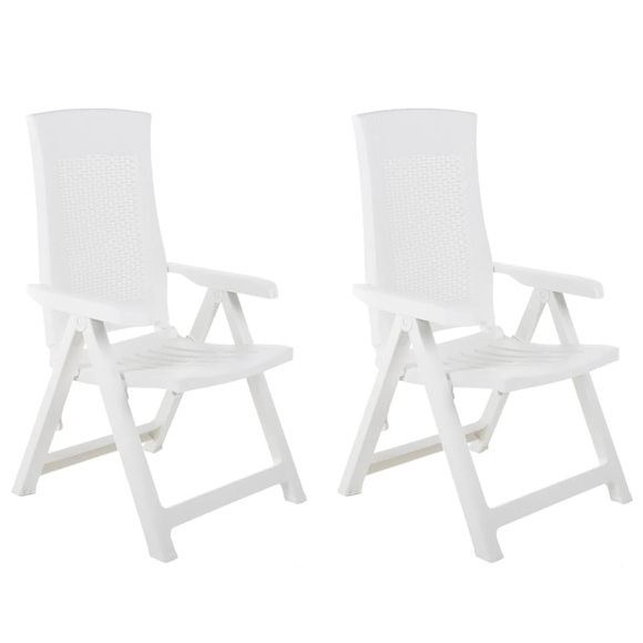 vidaXL Verstellbare Gartenstühle 2 Stk. Kunststoff Weiß