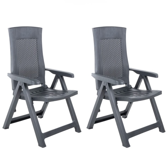vidaXL Verstellbare Gartenstühle 2 Stk. Kunststoff Anthrazit