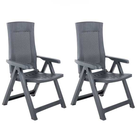 vidaXL Verstellbare Gartenstühle 2 Stk. Kunststoff Anthrazit