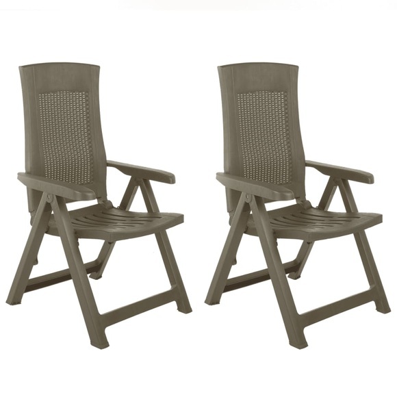 vidaXL Verstellbare Gartenstühle 2 Stk. Kunststoff Moccafarben