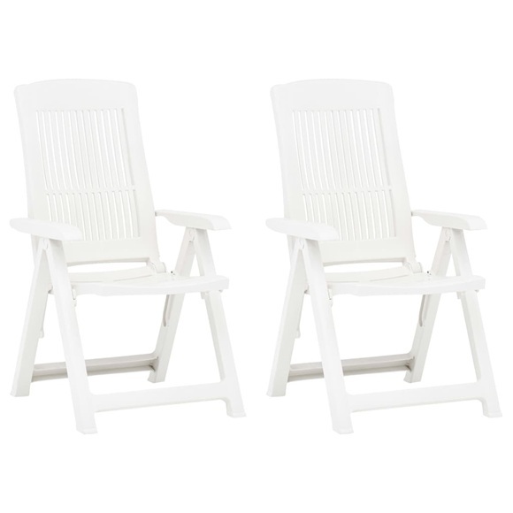 vidaXL Verstellbare Gartenstühle 2 Stk. Kunststoff Weiß