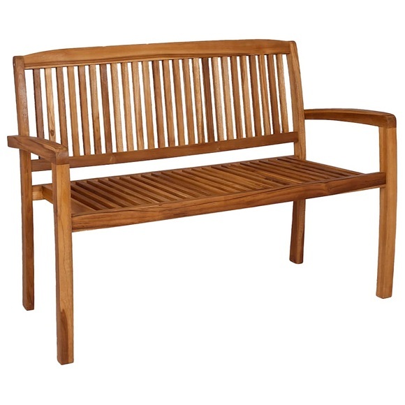 Stapelbare 2-Sitzer Gartenbank 128,5 cm Massivholz Teak