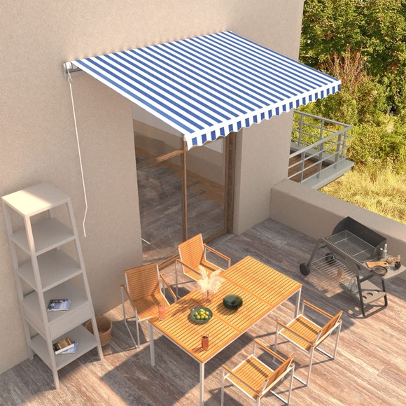 vidaXL Einziehbare Markise Handbetrieben 350 x 250 cm Blau und Weiß