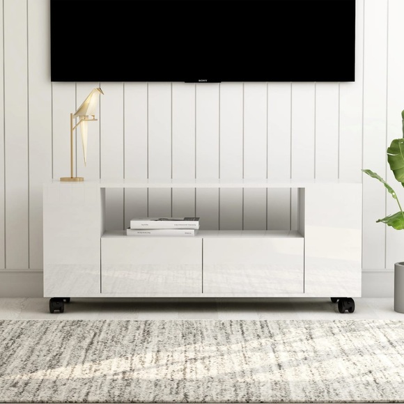 vidaXL TV-Schrank Hochglanz-Weiß 120 x 35 x 43 cm Spanplatte