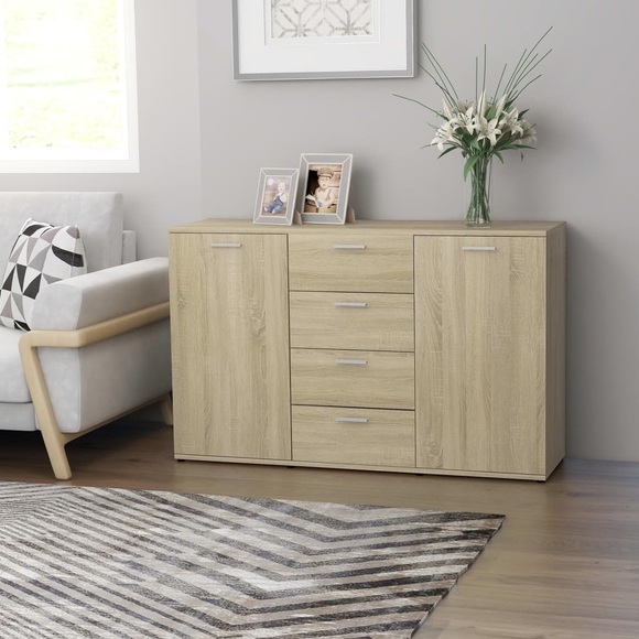 vidaXL Sideboard Sonoma-Eiche 120×35,5×75 cm Spanplatte