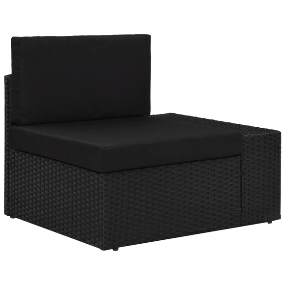 Ecksofa Modular mit linksseitiger Armlehne Poly Rattan Schwarz