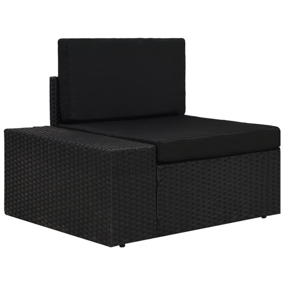 Ecksofa Modular mit rechtsseitiger Armlehne Poly Rattan Schwarz