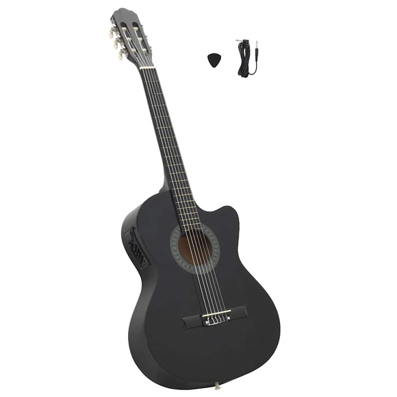 vidaXL Western Akustik Cutaway Gitarre mit Equalizer 6 Saiten Schwarz