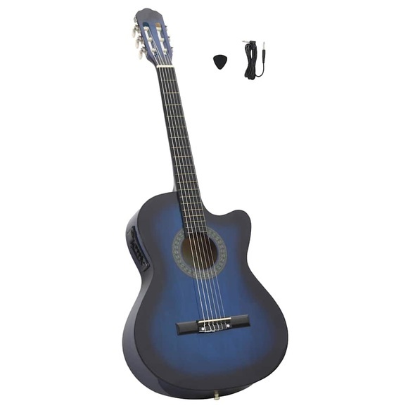 vidaXL Western Akustik Cutaway Gitarre mit Equalizer 6 Saiten Blau