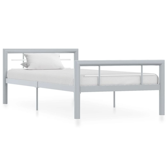 vidaXL Bettgestell Grau und Weiß Metall 100 × 200 cm