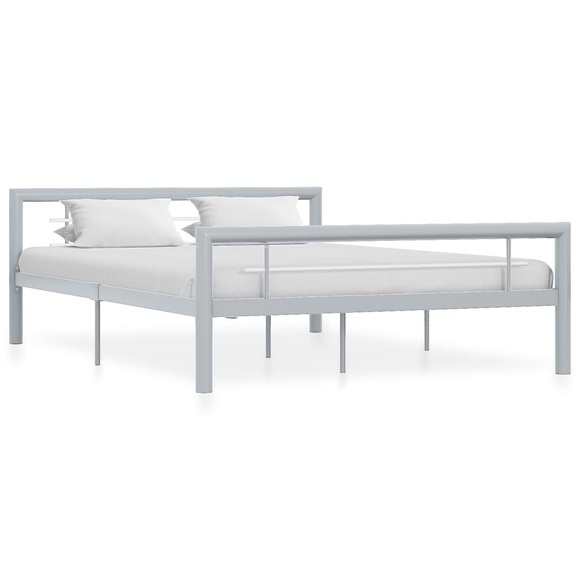 vidaXL Bettgestell Grau und Weiß Metall 160 × 200 cm