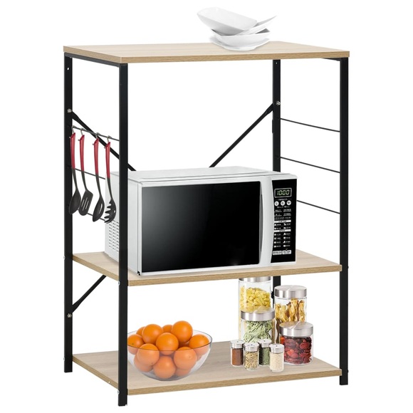 Mikrowellenregal Schwarz Eichenoptik 60x39,6x79,5cm Spanplatte