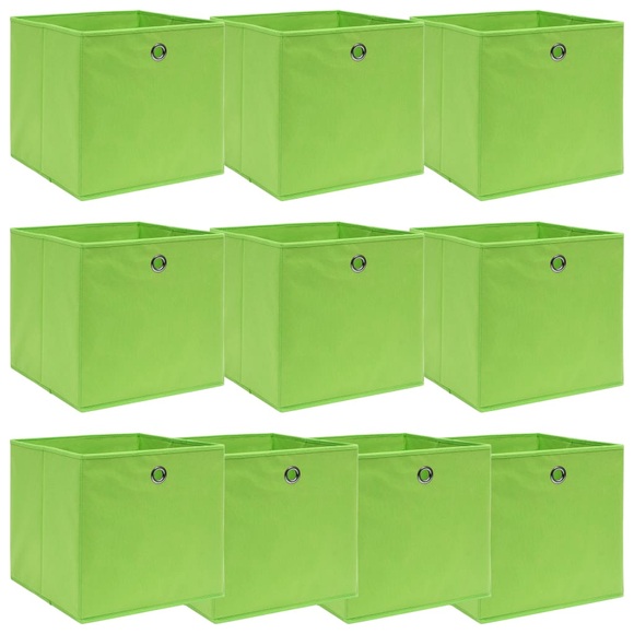vidaXL Aufbewahrungsboxen 10 Stk. Grün 32×32×32 cm Stoff