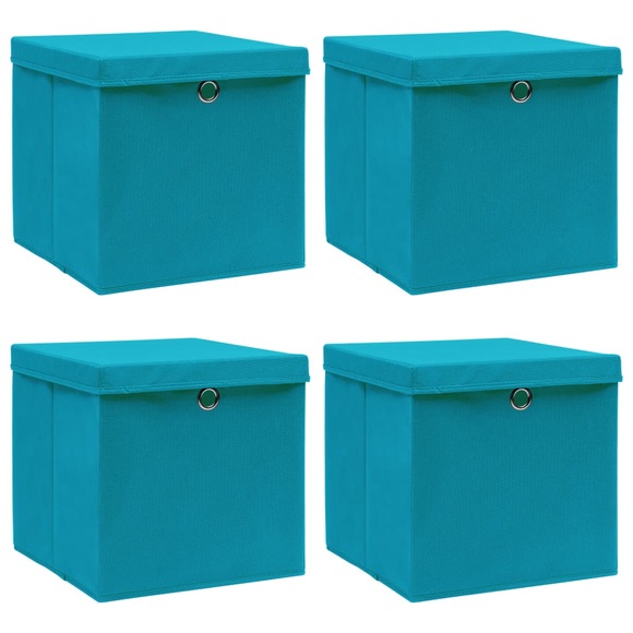 vidaXL Aufbewahrungsboxen mit Deckel 4 Stk. Babyblau 32×32×32cm Stoff