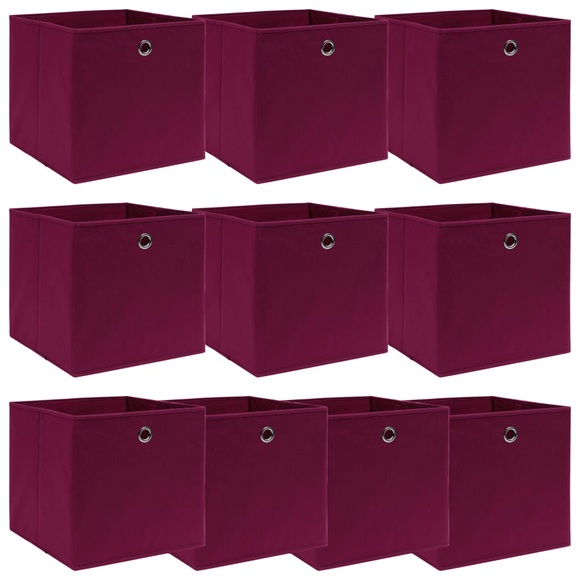 vidaXL Aufbewahrungsboxen 10 Stk. Dunkelrot 32×32×32 cm Stoff