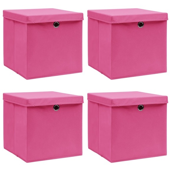 vidaXL Aufbewahrungsboxen mit Deckel 4 Stk. Rosa 32×32×32cm Stoff