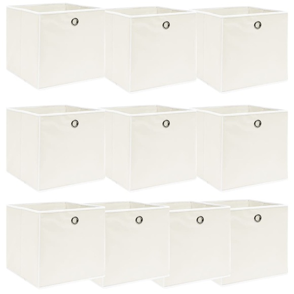 vidaXL Aufbewahrungsboxen 10 Stk. Weiß 32×32×32 cm Stoff
