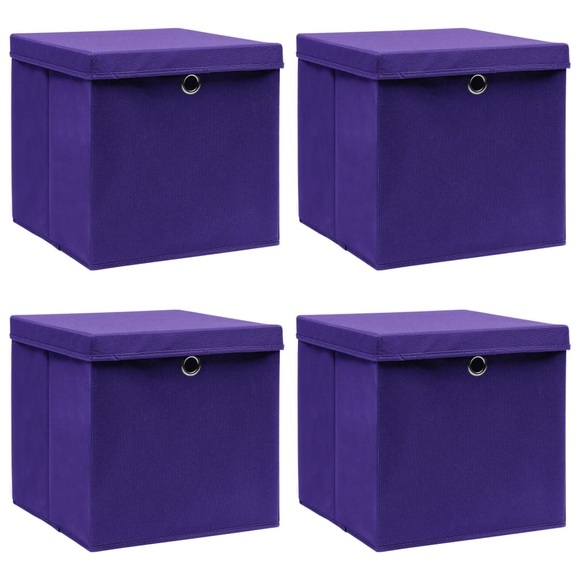 vidaXL Aufbewahrungsboxen mit Deckel 4 Stk. Lila 32×32×32 cm Stoff
