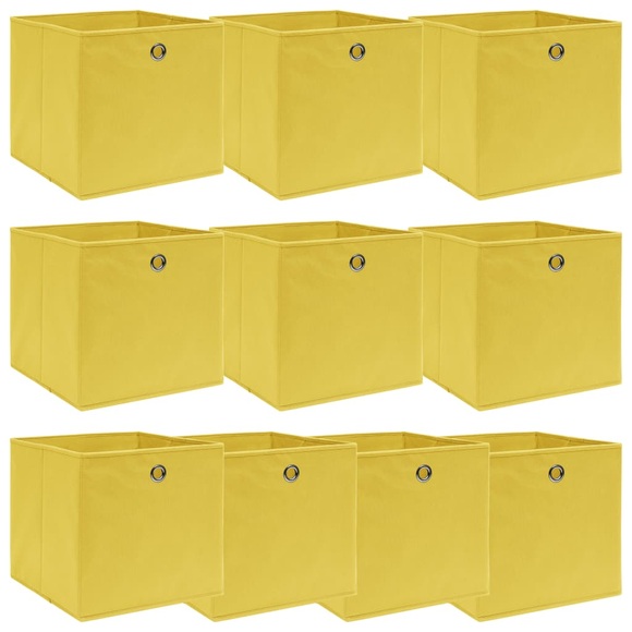 vidaXL Aufbewahrungsboxen 10 Stk. Gelb 32×32×32 cm Stoff