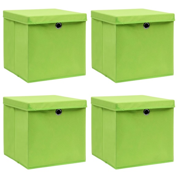 vidaXL Aufbewahrungsboxen mit Deckel 4 Stk. Grün 32×32×32 cm Stoff