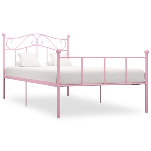 vidaXL Bettgestell Rosa Metall 100 × 200 cm