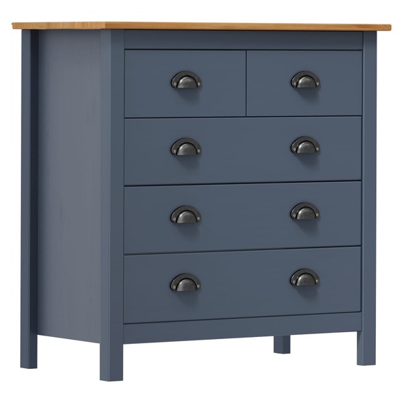 vidaXL Sideboard Hill Range Grau 79×40×80 cm Massivholz Kiefer