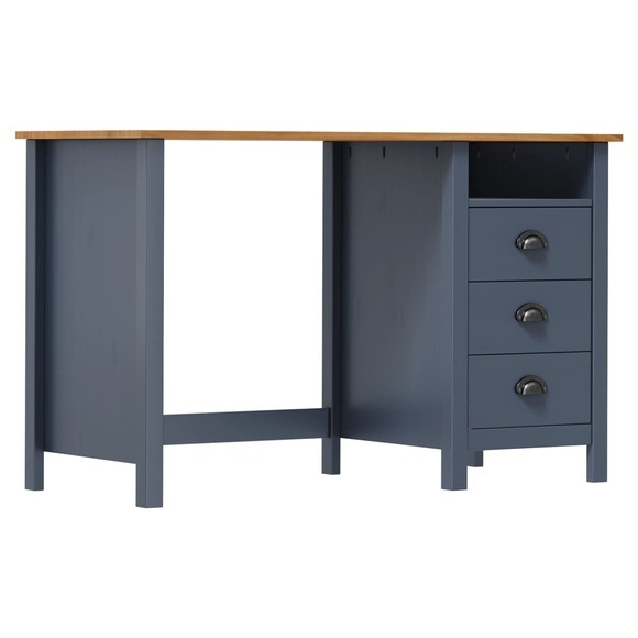 vidaXL Schreibtisch 3 Schubladen Grau 120×50×74 cm Massivholz Kiefer