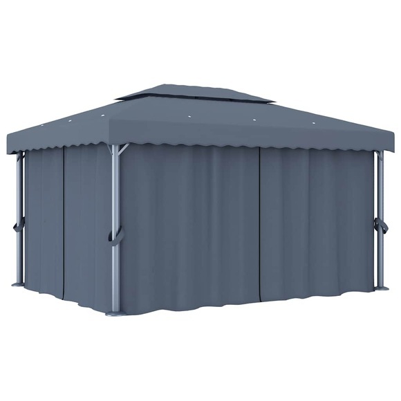Pavillon mit Vorhang 4 x 3 m Anthrazit