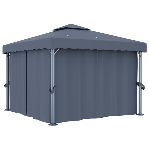 Pavillon mit Vorhang 3 x 3 m Anthrazit