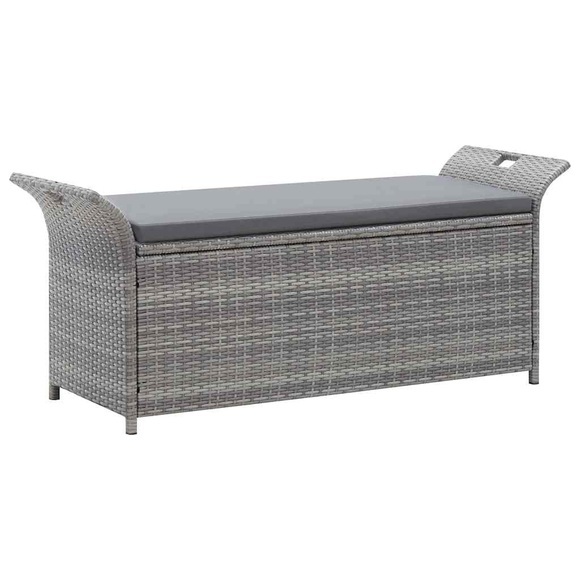 vidaXL Truhenbank mit Auflage Grau 138 cm Poly Rattan