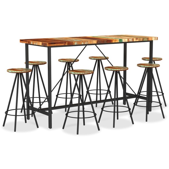9-tlg. Bar-Set Recyceltes Massivholz
