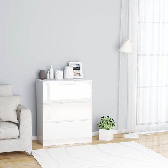vidaXL Sideboard Hochglanz-Weiß 60x33,5x76 cm Spanplatte