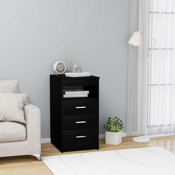 vidaXL Sideboard mit Schubladen Schwarz 40×50×76 cm Spanplatte
