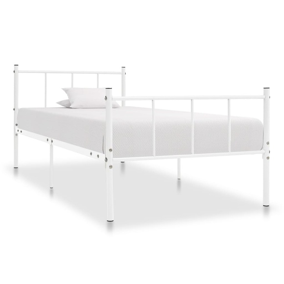 vidaXL Bettgestell Weiß Metall 90×200 cm