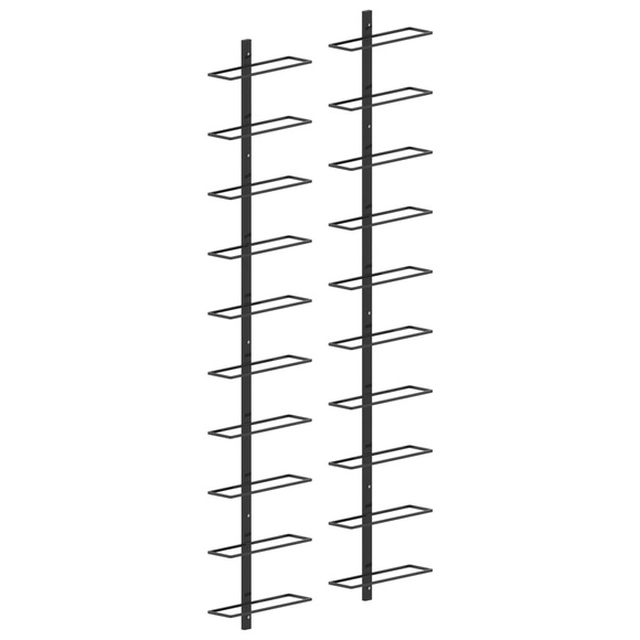 vidaXL Wand-Weinregale für 20 Flaschen 2 Stk. Schwarz Metall