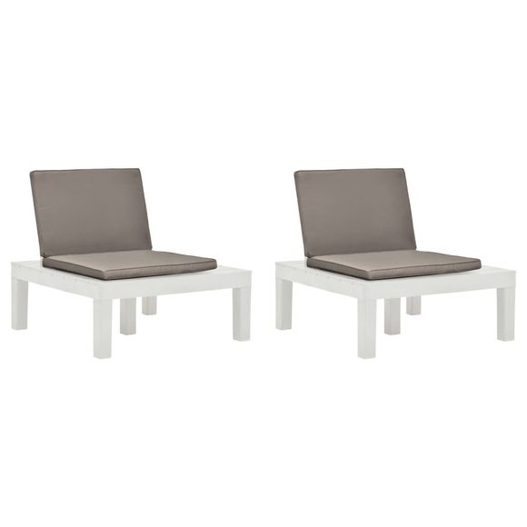 vidaXL Gartenstühle mit Auflagen 2 Stk. Kunststoff Weiß