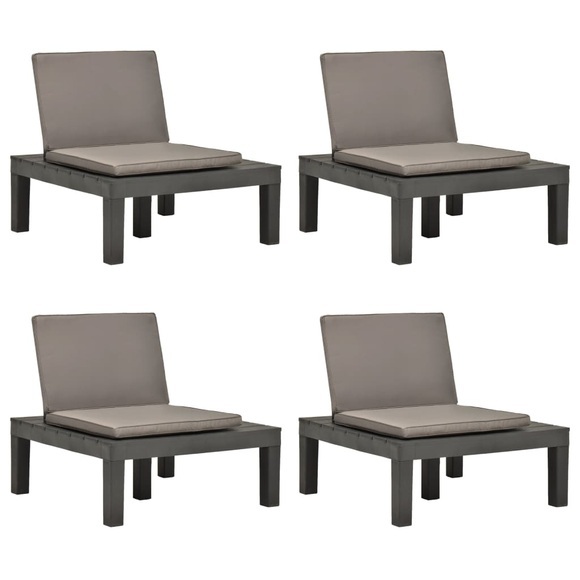 vidaXL Gartenstühle mit Auflagen 4 Stk. Kunststoff Anthrazit