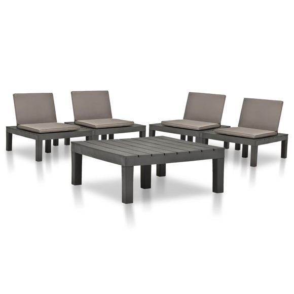5-tlg. Garten-Lounge-Set Kunststoff Anthrazit